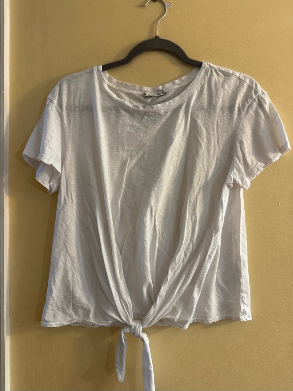 Michael Stars White Tie-Front Short Sleeve Tee, OS